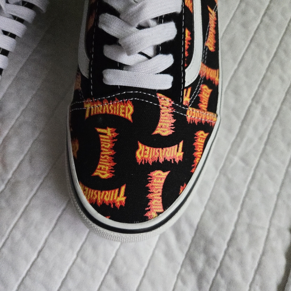 Vans Skate Old Skool Men Size 12 Thrasher Black Yellow Logo 012026 - Picture 2 of 9